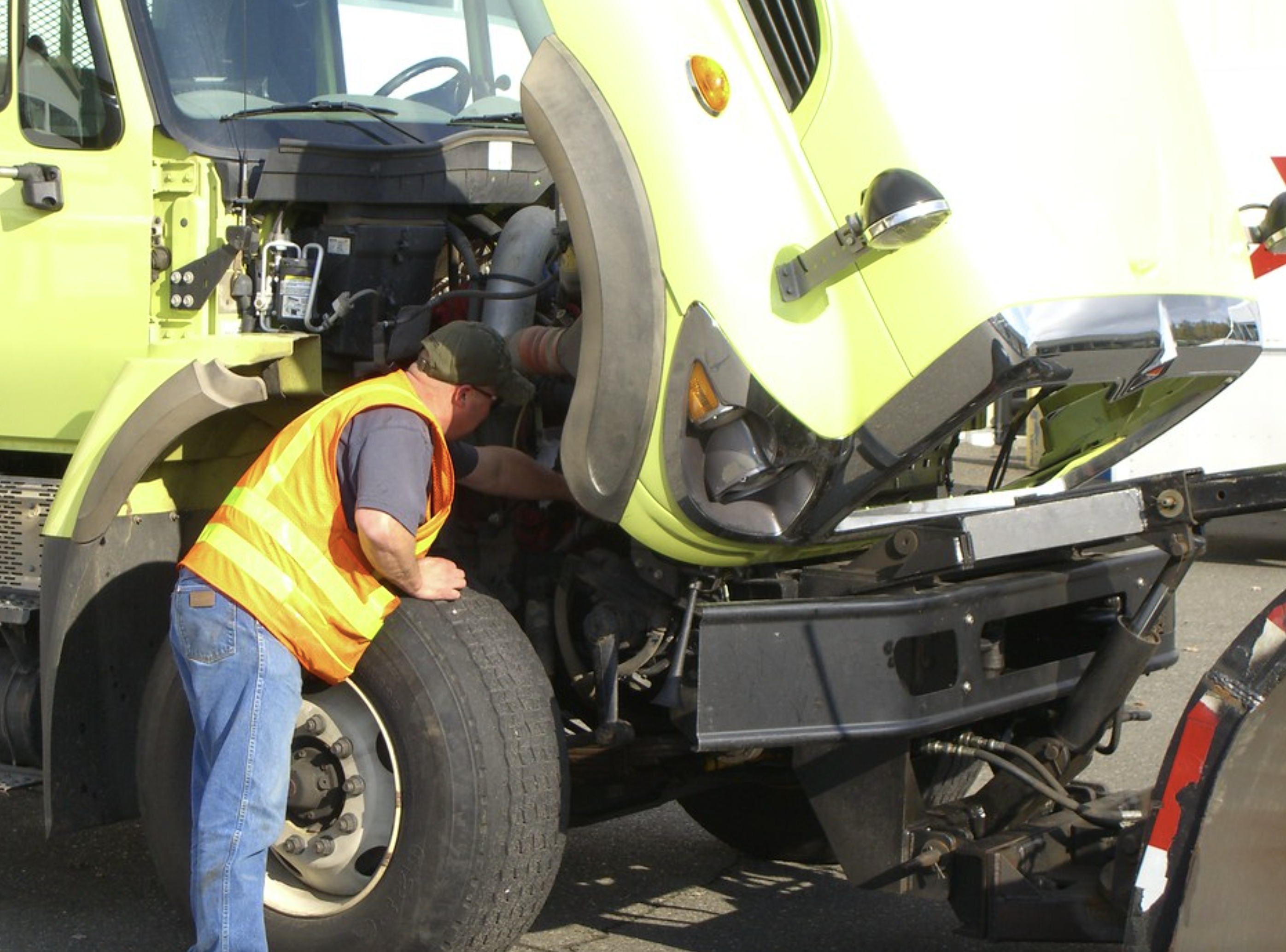 this image shows onsite truck repair in Iowa City, IA